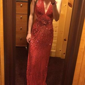 Coral sequined dress. Size 2. Will take offers.